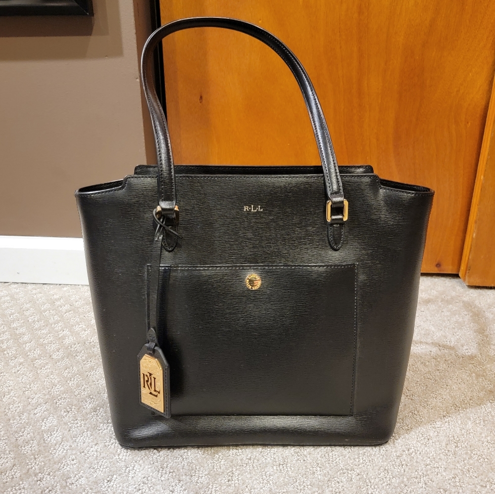 Lauren Ralph Lauren Black Tote Bag with zipper